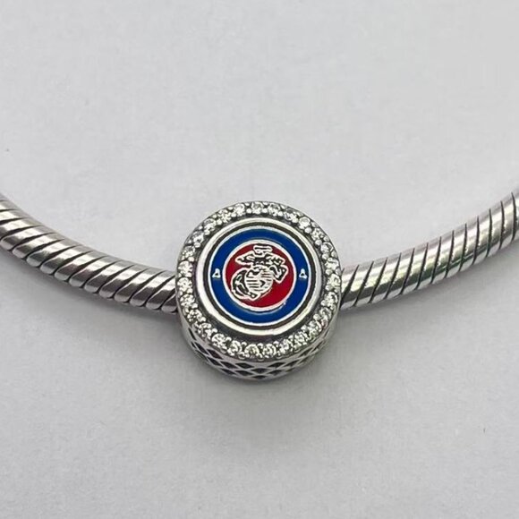 Pandora USMC Marine Corps Exclusive Pandora Dangle Bead Charm - Picture 1 of 3